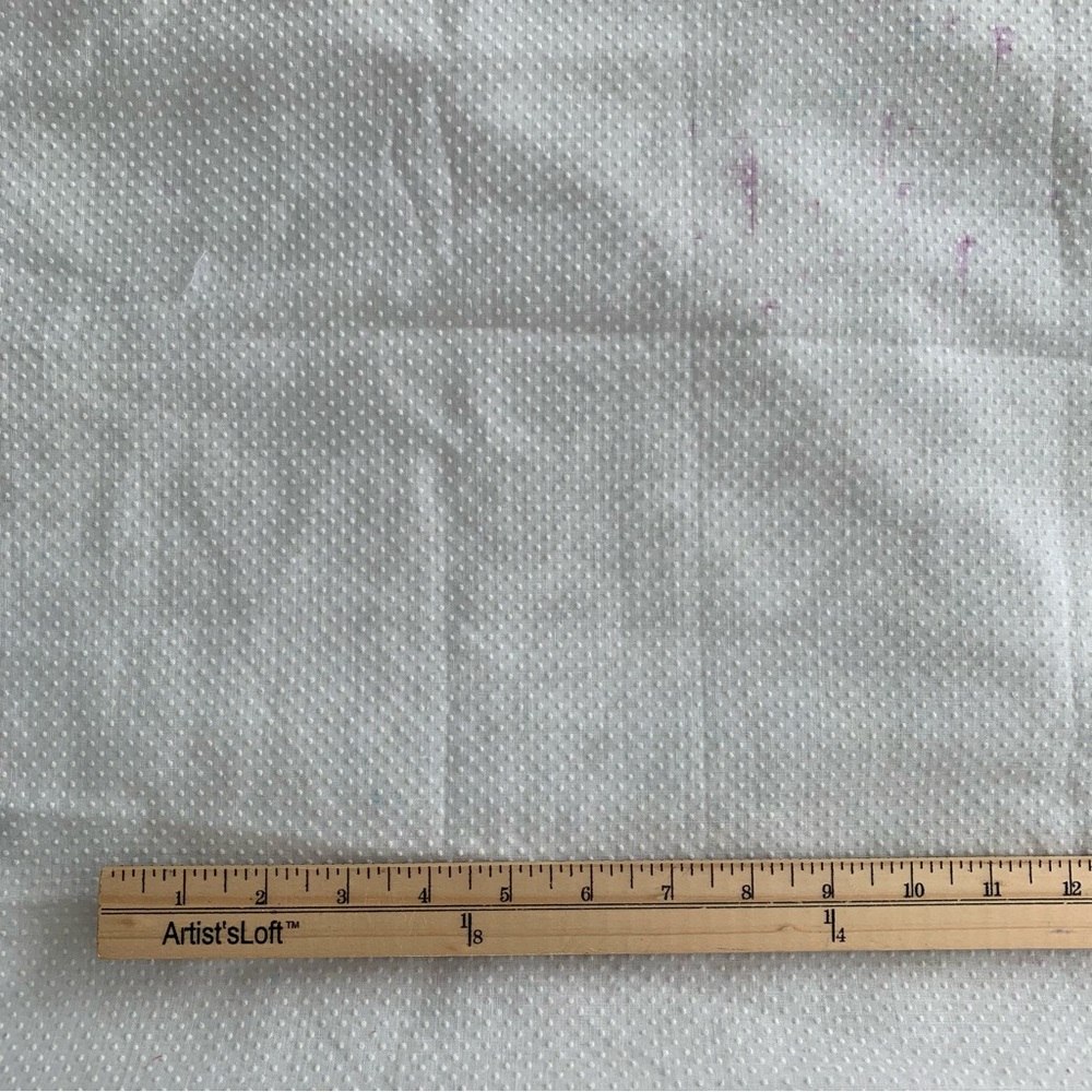 Fabric | Very Vintage White Linen Dotted Swiss, Flocked Dots, 44" x 1.5+ yards